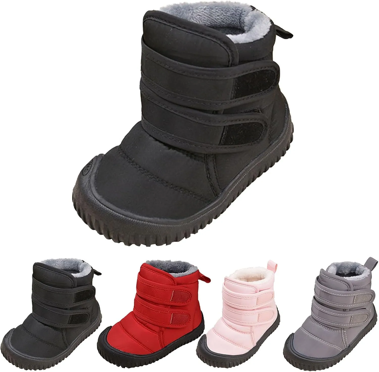 Insulated Snow Shoes For Boy Winter Walking Shoes For Baby Non Slip Ankle Boots Waterproof Plush Lined Hiking Boots