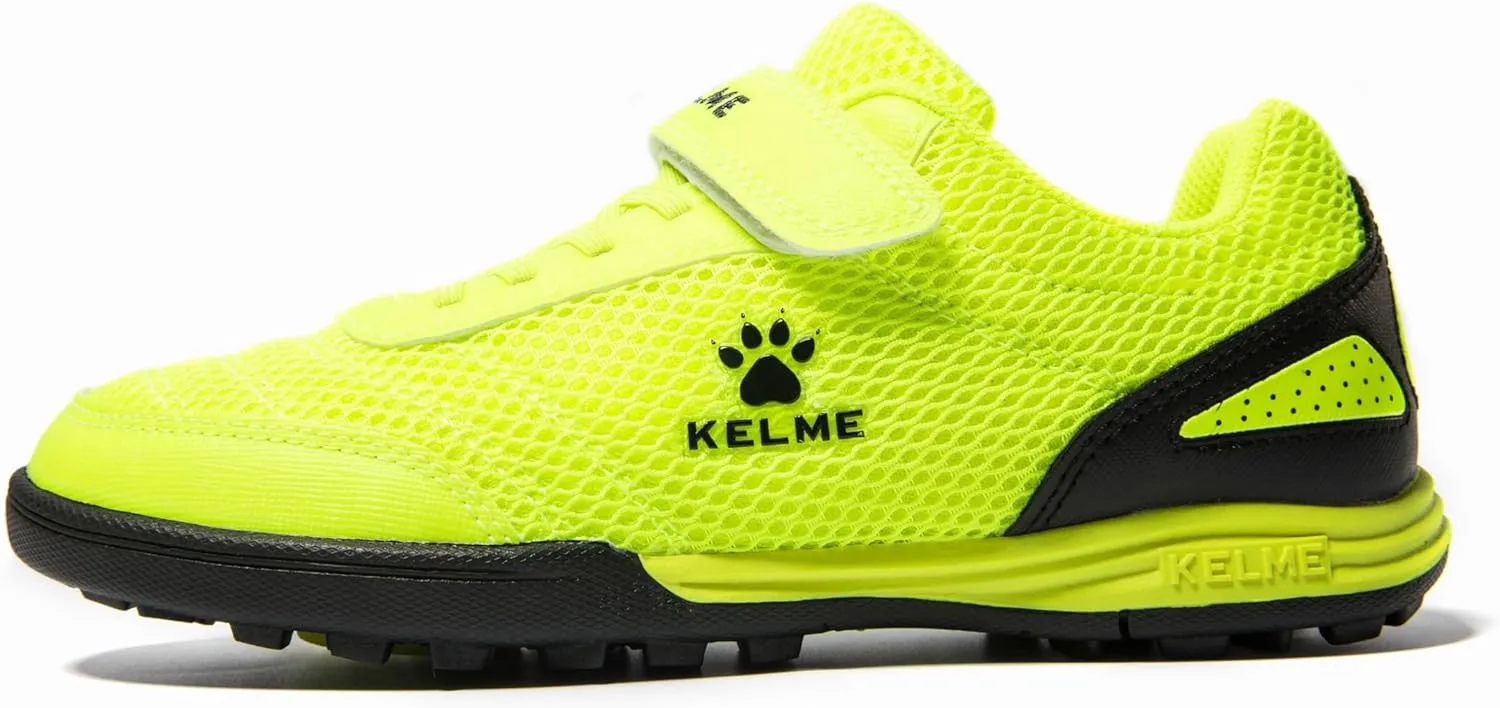 KELME Laceless Soccer Cleats Youth and Kids  Futsal or Turf Soccer Shoes for Boys/Girls  Indoor or Outdoor Velcro Football Boots