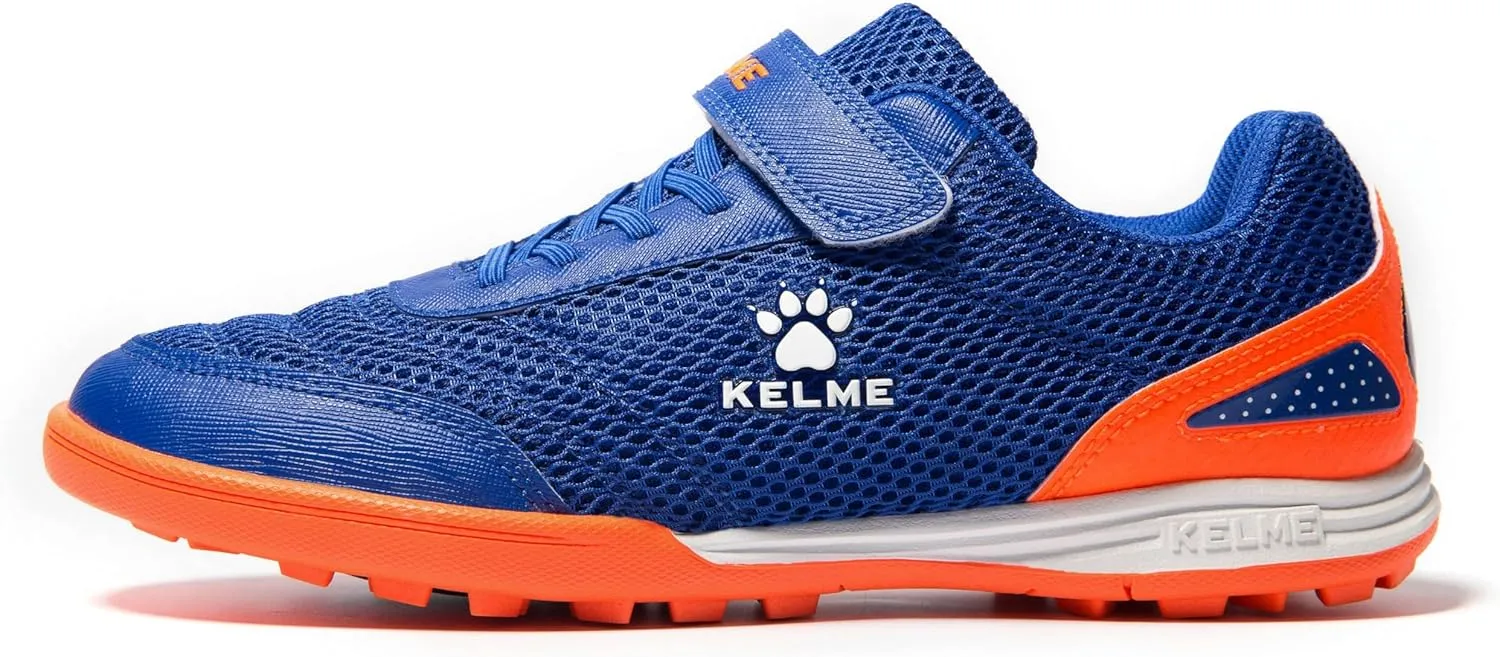 KELME Laceless Soccer Cleats Youth and Kids  Futsal or Turf Soccer Shoes for Boys/Girls  Indoor or Outdoor Velcro Football Boots
