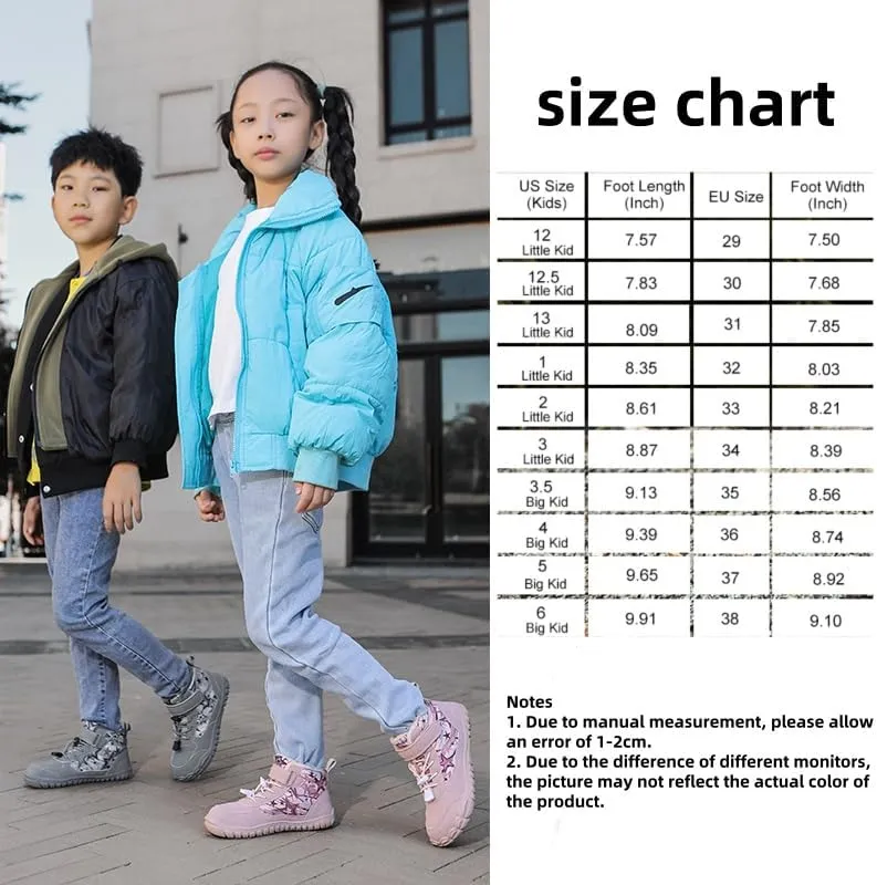 Kids Barefoot Shoes Fur Lined Zero Drop Sole,Unisex-Child Wide Toe Box Hiking Boots,Boys Girls Anti-Slip Waterproof Minimalist High Top Snow Boots (Toddler/Little Kids/Big Kids)