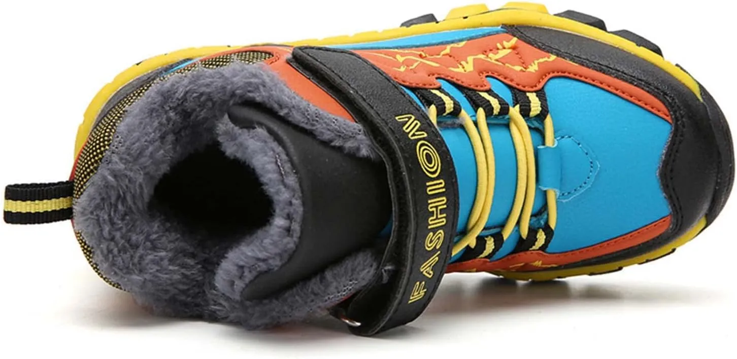 Kids Boys Girls Snow Hiking Boots Winter Plush Warm Ankle Boots Outdoor Waterproof Anti Skid Trekking Hiking Climbing Sneakers