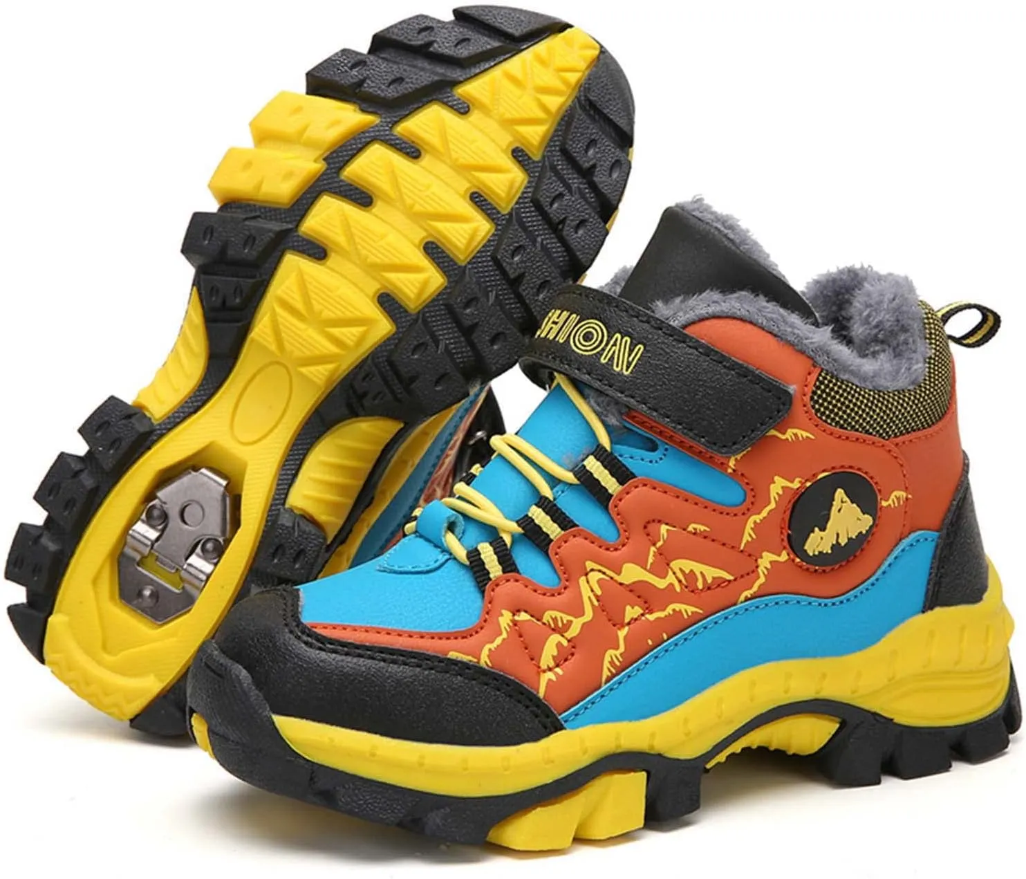 Kids Boys Girls Snow Hiking Boots Winter Plush Warm Ankle Boots Outdoor Waterproof Anti Skid Trekking Hiking Climbing Sneakers