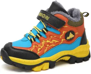 Kids Boys Girls Snow Hiking Boots Winter Plush Warm Ankle Boots Outdoor Waterproof Anti Skid Trekking Hiking Climbing Sneakers