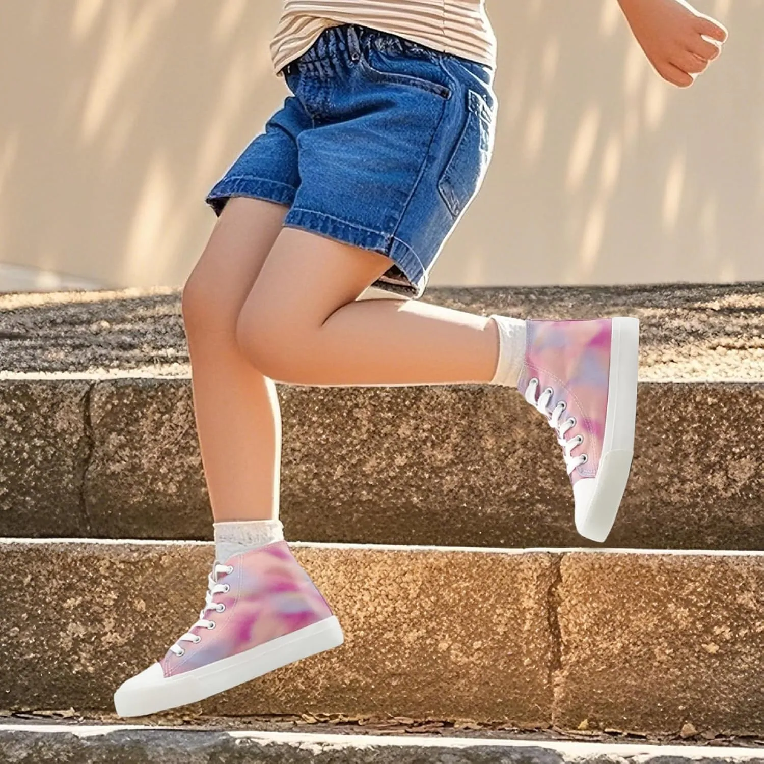 Kids Canvas Sneakers for Girls Boys High Top Canvas Fashion Shoes Comfortable Classic Casual Lace up Walking Running Shoes