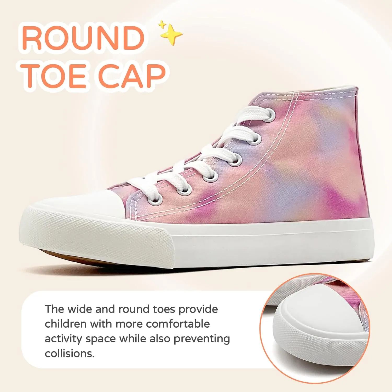Kids Canvas Sneakers for Girls Boys High Top Canvas Fashion Shoes Comfortable Classic Casual Lace up Walking Running Shoes