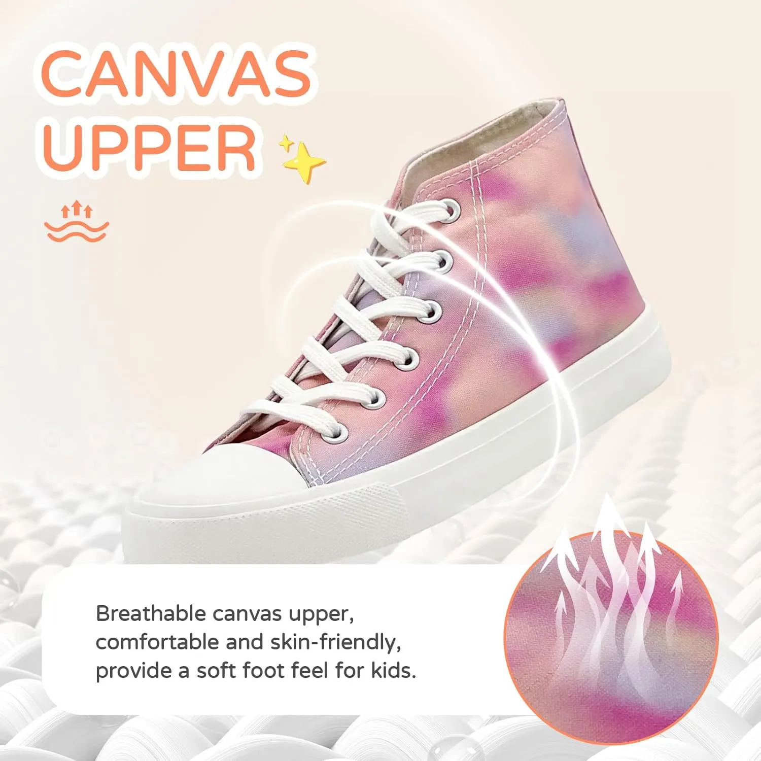 Kids Canvas Sneakers for Girls Boys High Top Canvas Fashion Shoes Comfortable Classic Casual Lace up Walking Running Shoes
