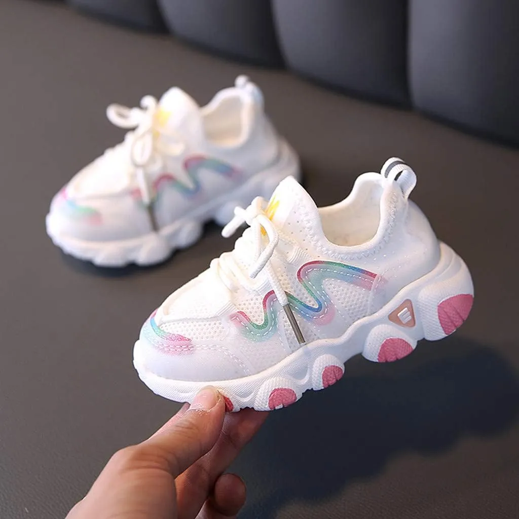 Kids Girls Shoes Size 6 Breathable Girls Infant Shoes Lace Up Baby Toddler Mesh Kids Soft Sneaker High Top