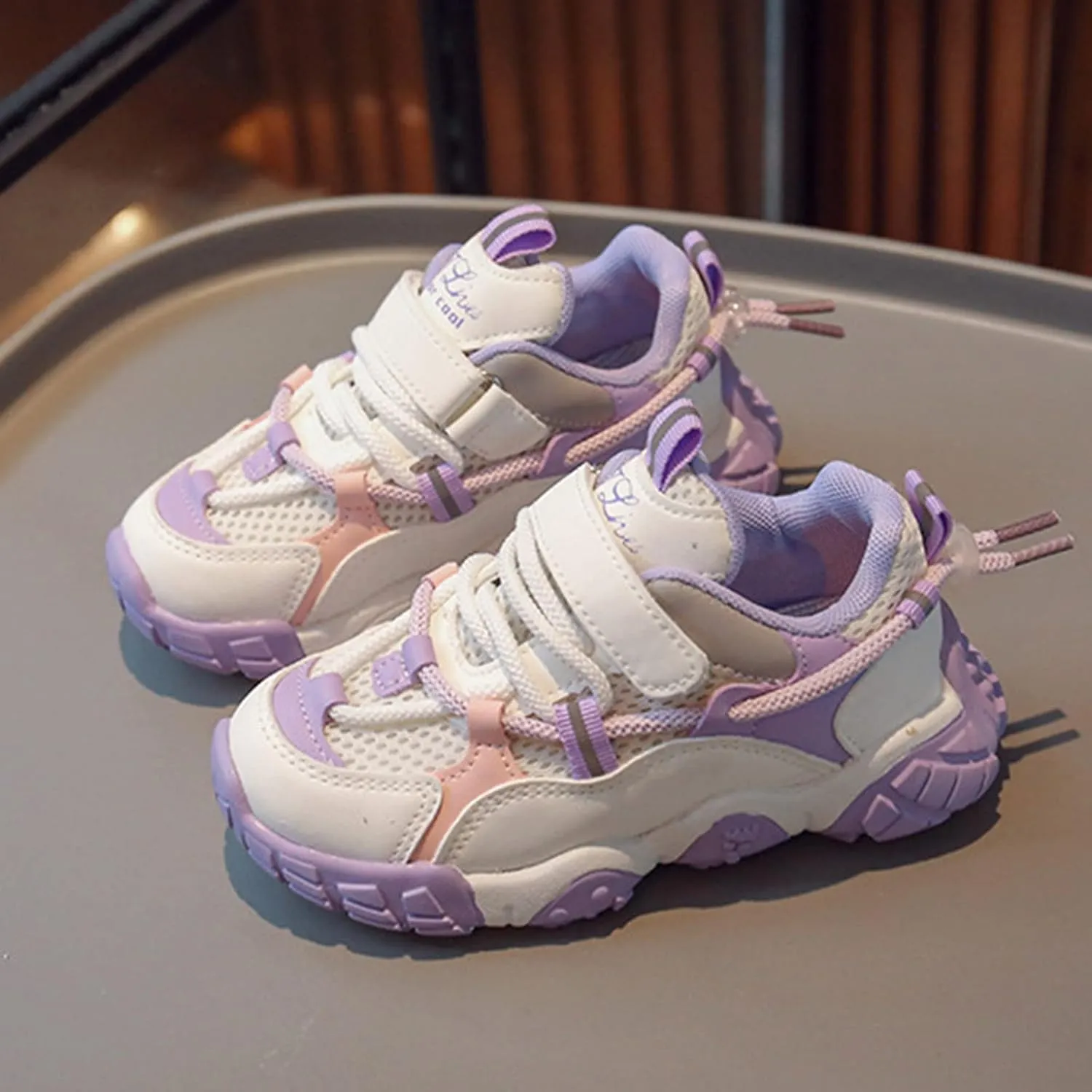 Kids Sneakers Boys Girls Lace-up Tennis Shoes Unisex-Child Lightweight Breathable Walking Running Tennie Shoes