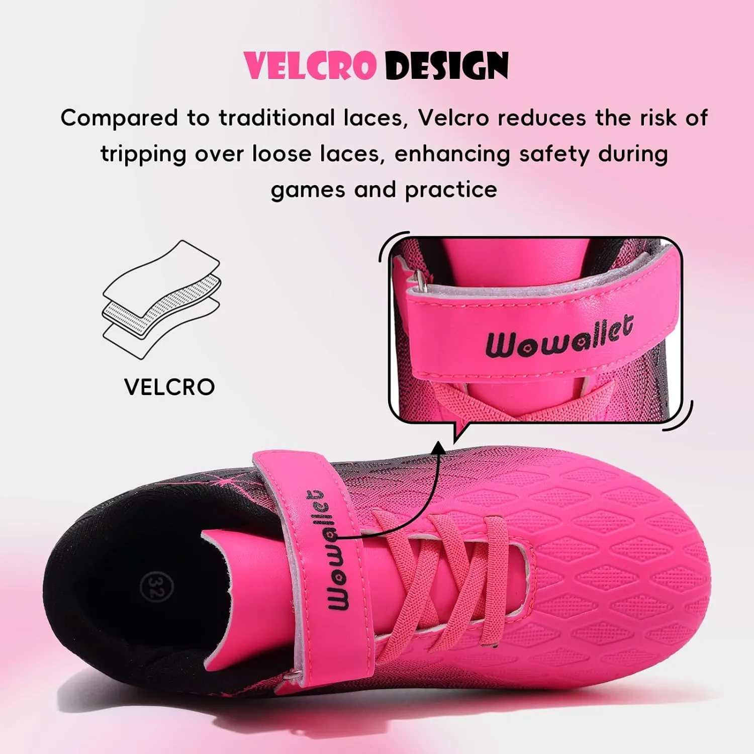 Kids Soccer Cleats Boys Girls Athletic Indoor Soccer Shoes Sneaker for Unisex