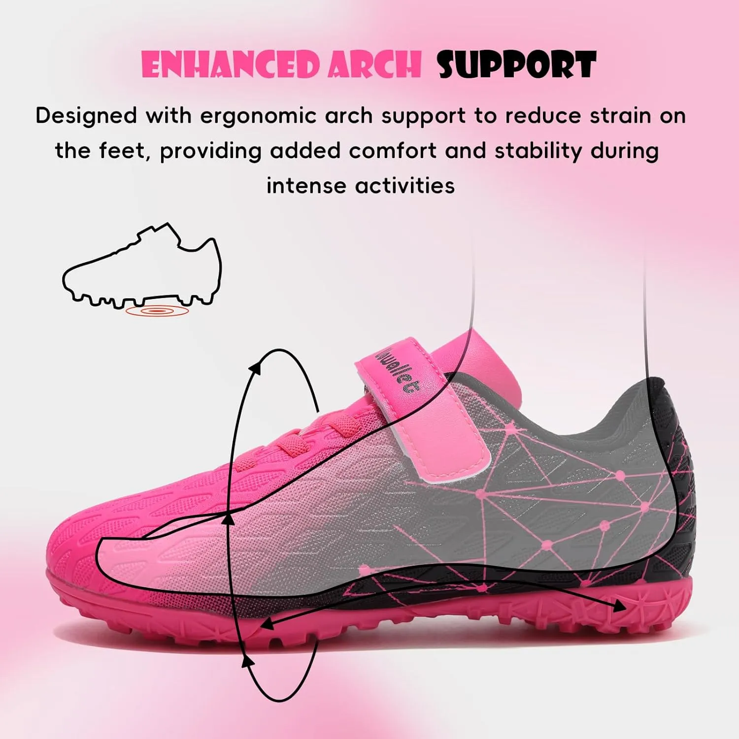 Kids Soccer Cleats Boys Girls Athletic Indoor Soccer Shoes Sneaker for Unisex