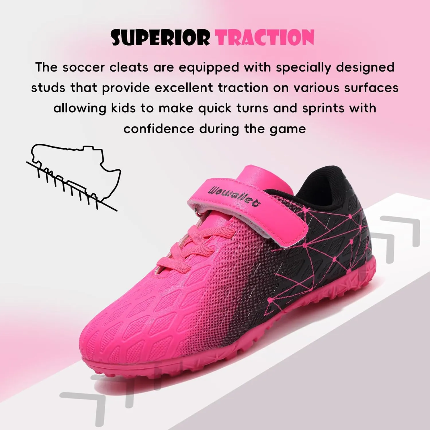 Kids Soccer Cleats Boys Girls Athletic Indoor Soccer Shoes Sneaker for Unisex