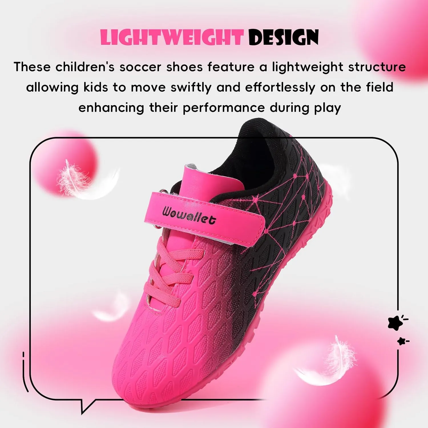 Kids Soccer Cleats Boys Girls Athletic Indoor Soccer Shoes Sneaker for Unisex