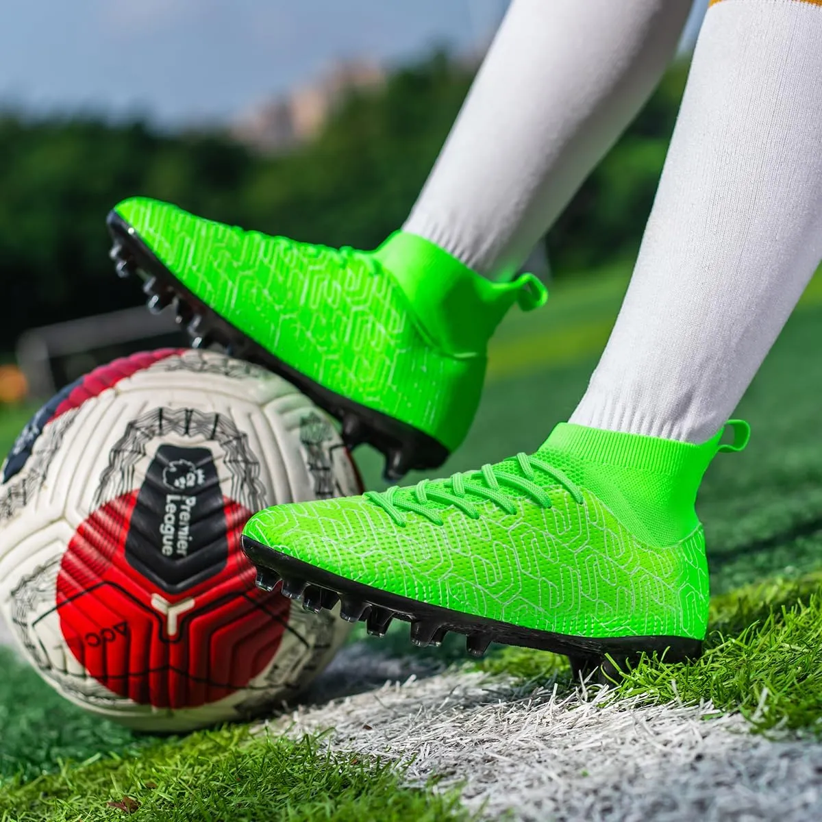 Kids Soccer Cleats Boys Youth Firm Groud Cleats for Girls High Top Trainning Football Shoes AG/FG