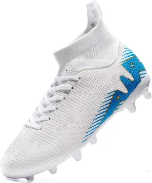 Kids Soccer Shoes-Firm Ground Soccer Cleats Boys Girls Athletic Outdoor Indoor
