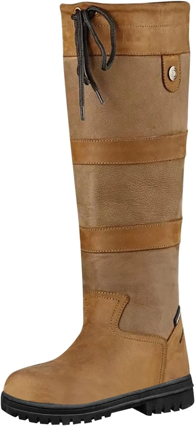Knee High Boots Women Insulated Non-Slip Snow Shoes For Men Leather Round Toe Hiking Boots Women aterproof