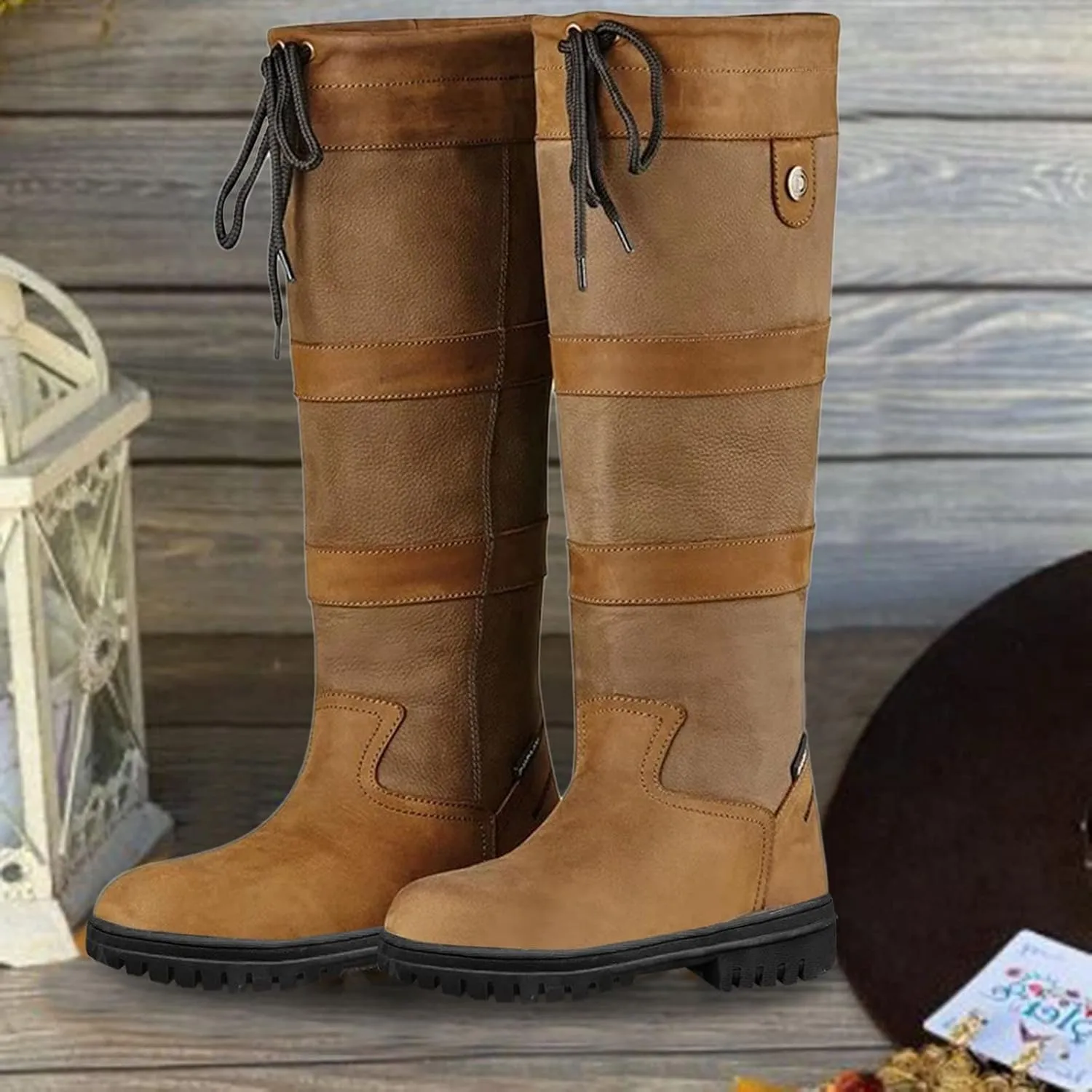 Knee High Boots Women Insulated Non-Slip Snow Shoes For Men Leather Round Toe Hiking Boots Women aterproof