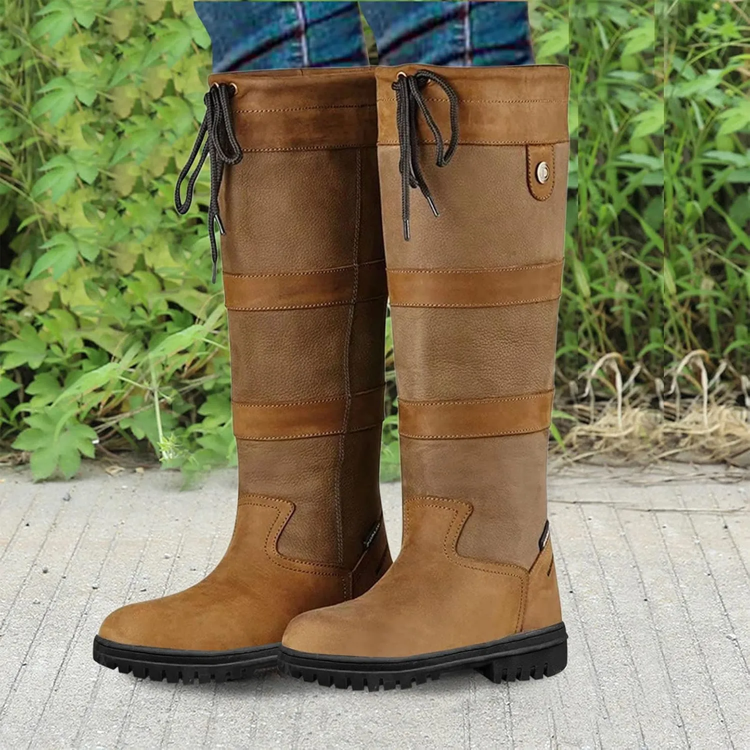 Knee High Boots Women Insulated Non-Slip Snow Shoes For Men Leather Round Toe Hiking Boots Women aterproof