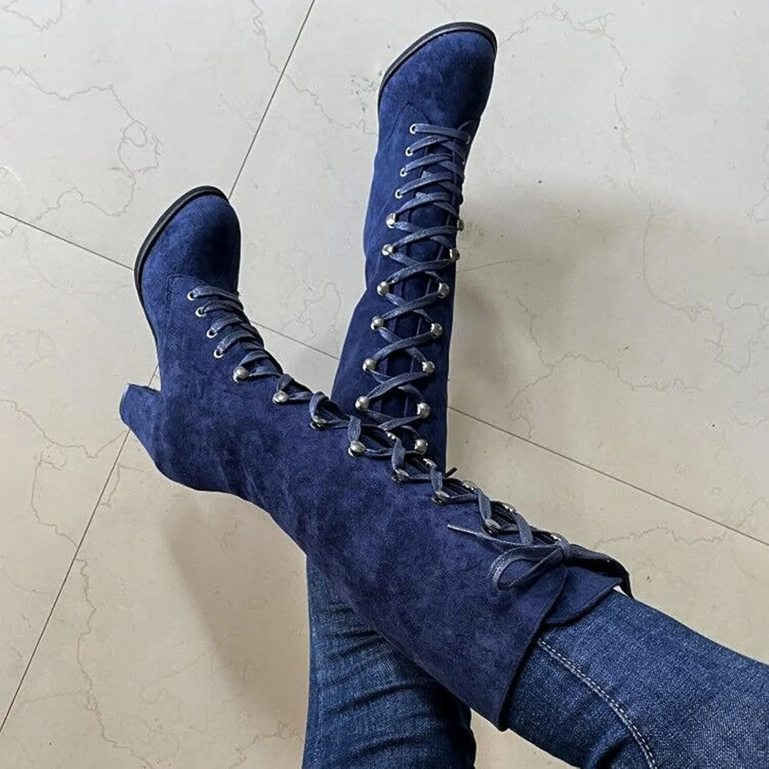 Lace Up Platform Boots for Women Low Heel Fashion Dressy Mid Calf Boots Lace up Combat Boots Leather Winter Boots Medieval Steampunk Boots Renaissance Cosplay