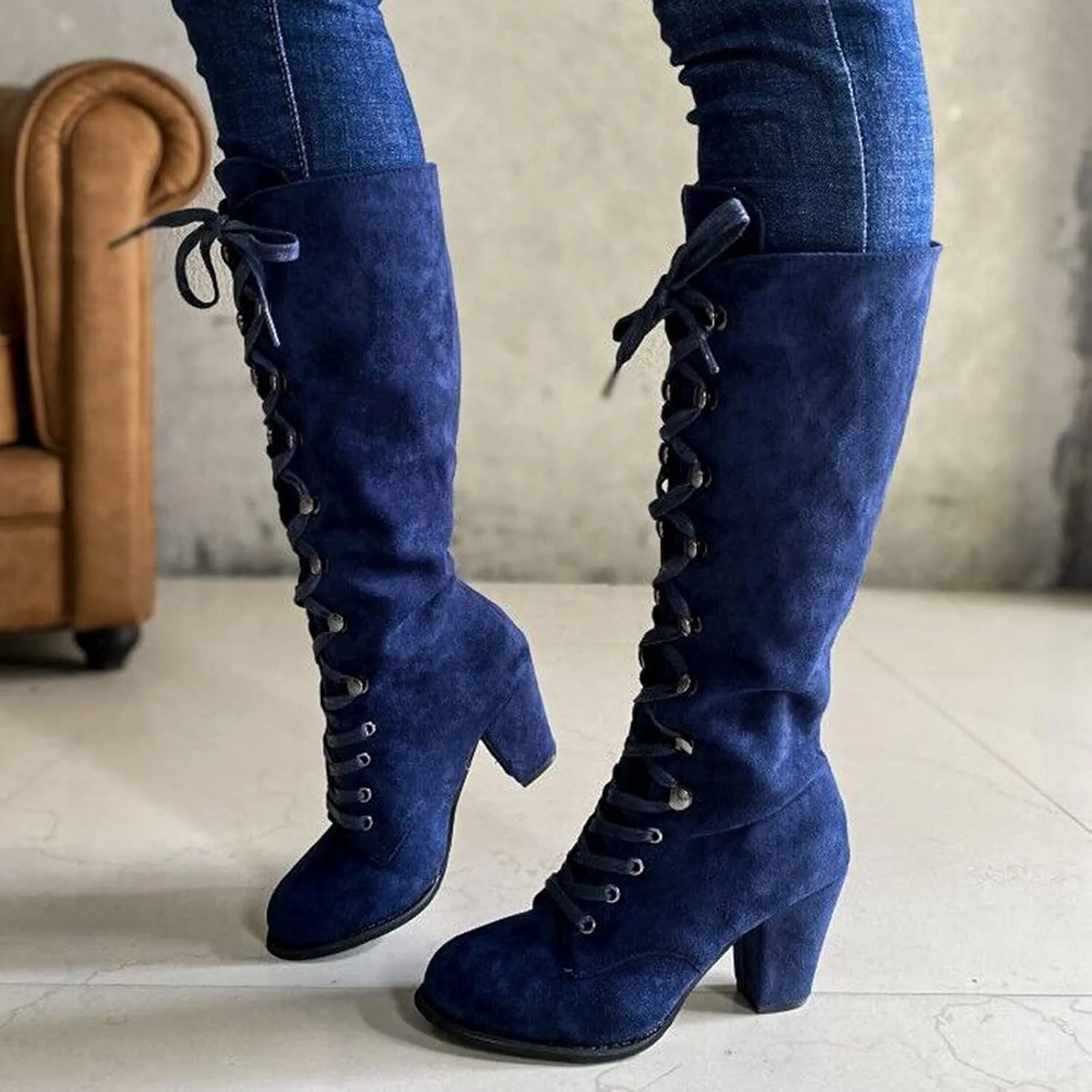 Lace Up Platform Boots for Women Low Heel Fashion Dressy Mid Calf Boots Lace up Combat Boots Leather Winter Boots Medieval Steampunk Boots Renaissance Cosplay
