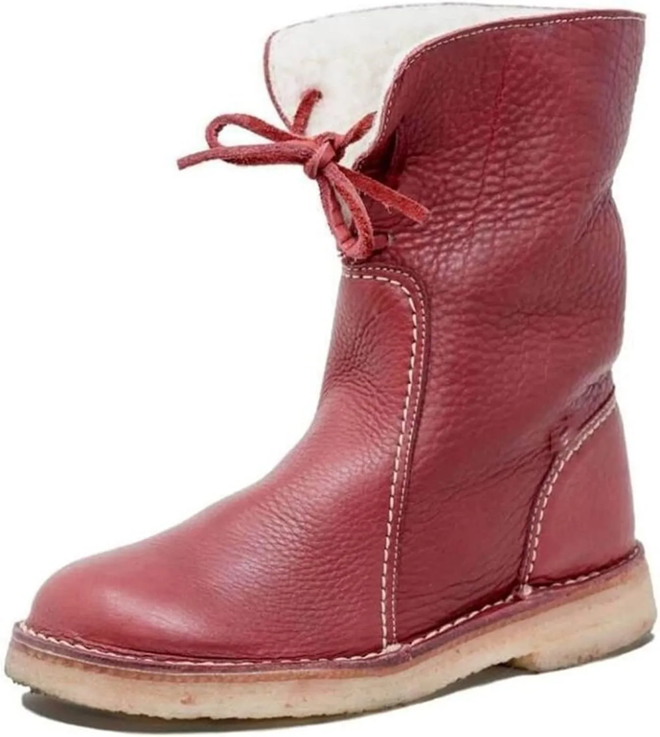 Ladmiple Snow Boots For Women Cute High Top Winter Ankle Booties Slip on Warm Comfortable Fur Lined Mid Calf Walking Shoes