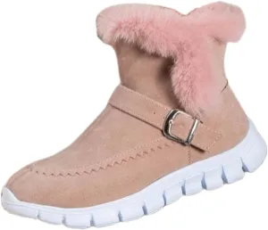 Ladmiple Snow Boots For Women Wide Calf Winter Boots Classic Faux Fur Lined Slip On Ankle Boots Fashion Warm Walking Shoes