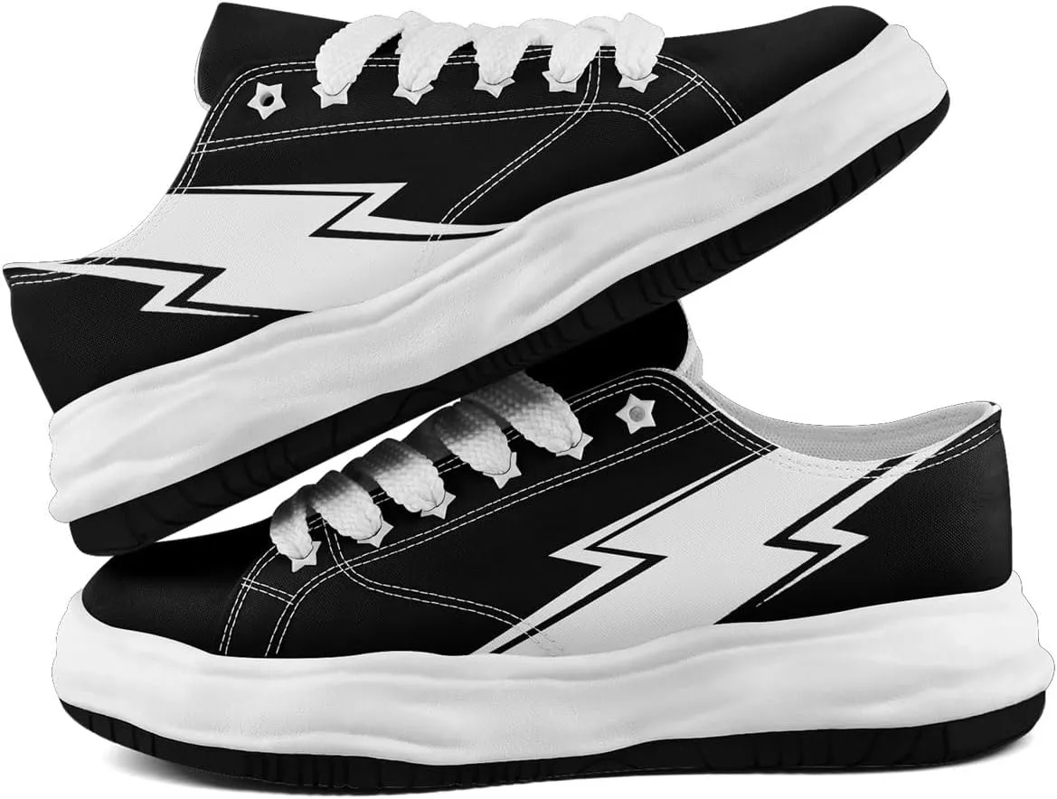 Lightning Canvas Sneakers Comfortable Casual Walking Sports Shoes for Men Women Non-slip Lace-up Flat Tennis Trainers
