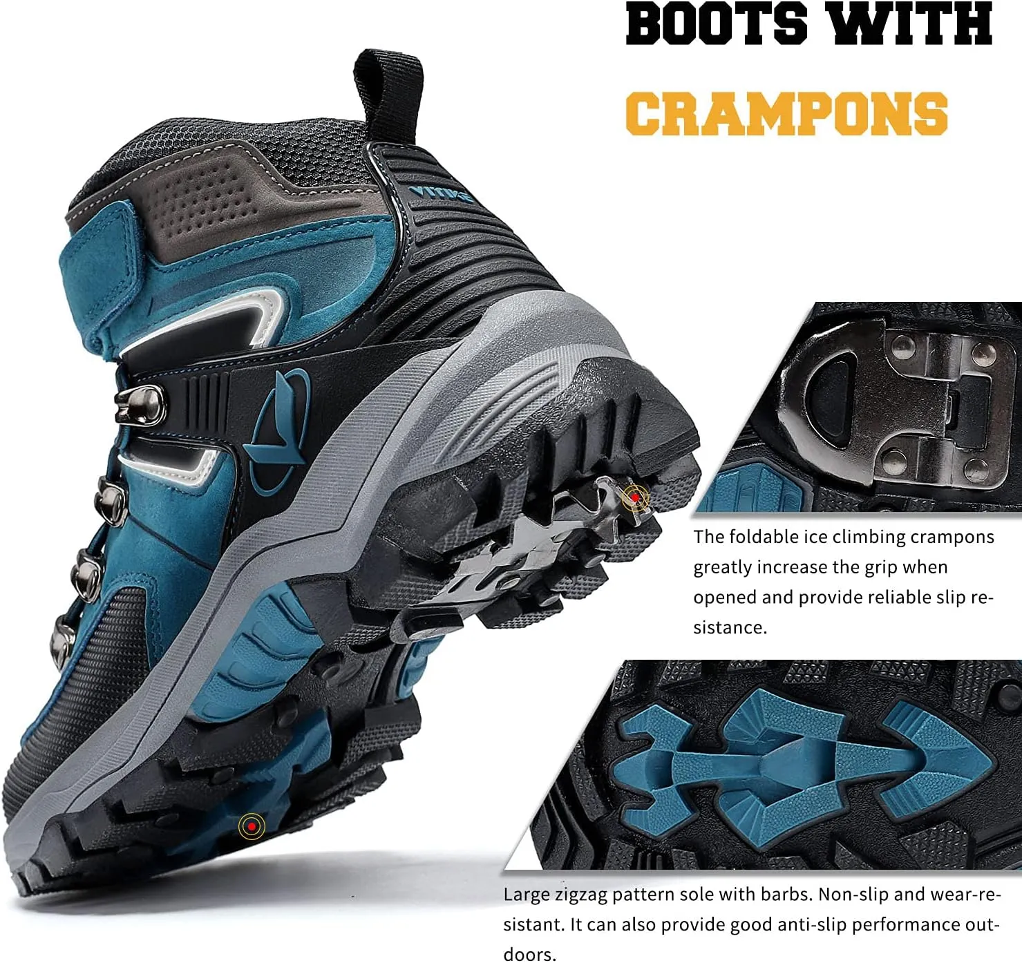 Littleplum Boys Snow Boots Winter Waterproof Antiskid Boots Hiking Outdoor Shoes Booties for Unisex Kids (Little Kid/Big Kid)