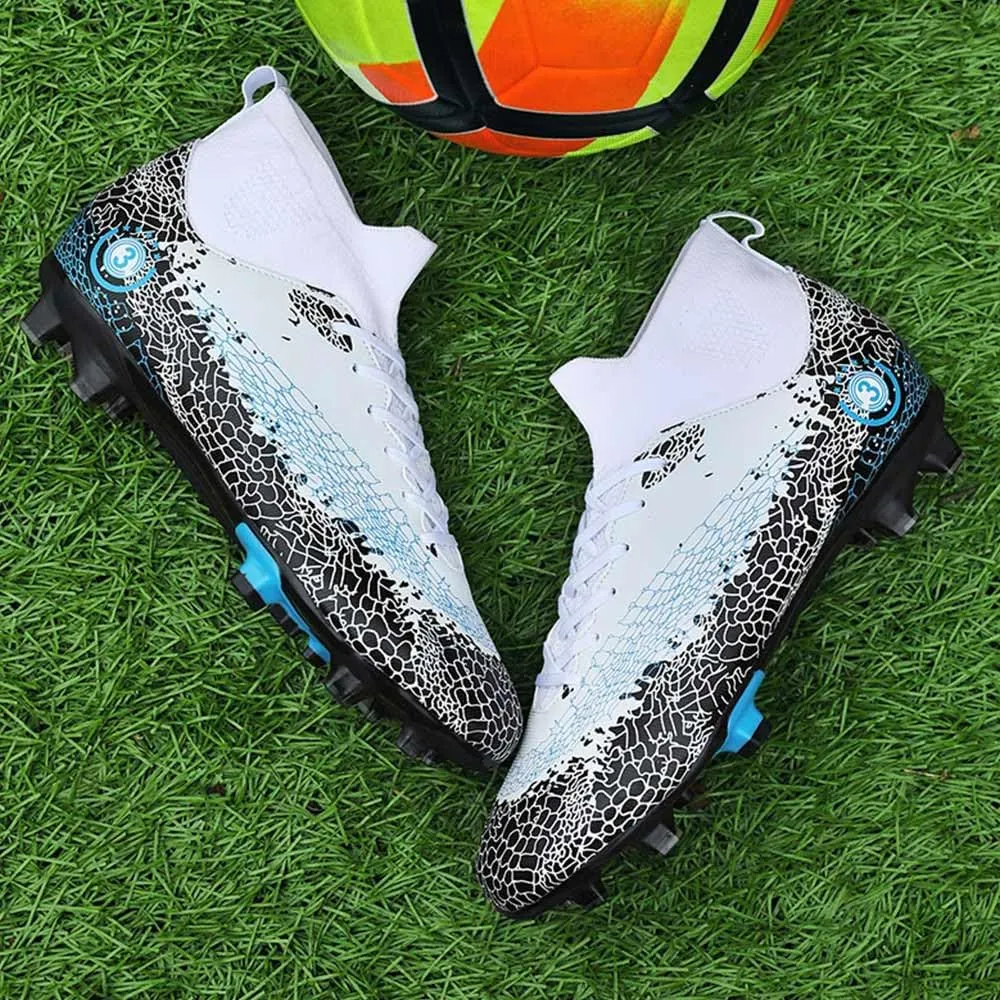 Maylrvjv Men's High Top Soccer Shoes Professional Cleats Football Boots Breathable Comfortable Indoor Outdoor Training Futsal Sneakers