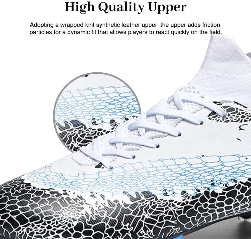 Maylrvjv Men's High Top Soccer Shoes Professional Cleats Football Boots Breathable Comfortable Indoor Outdoor Training Futsal Sneakers