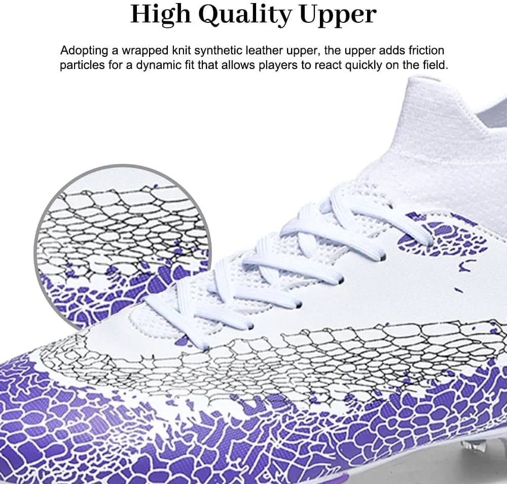 Maylrvjv Men's High Top Soccer Shoes Professional Cleats Football Boots Breathable Comfortable Indoor Outdoor Training Futsal Sneakers