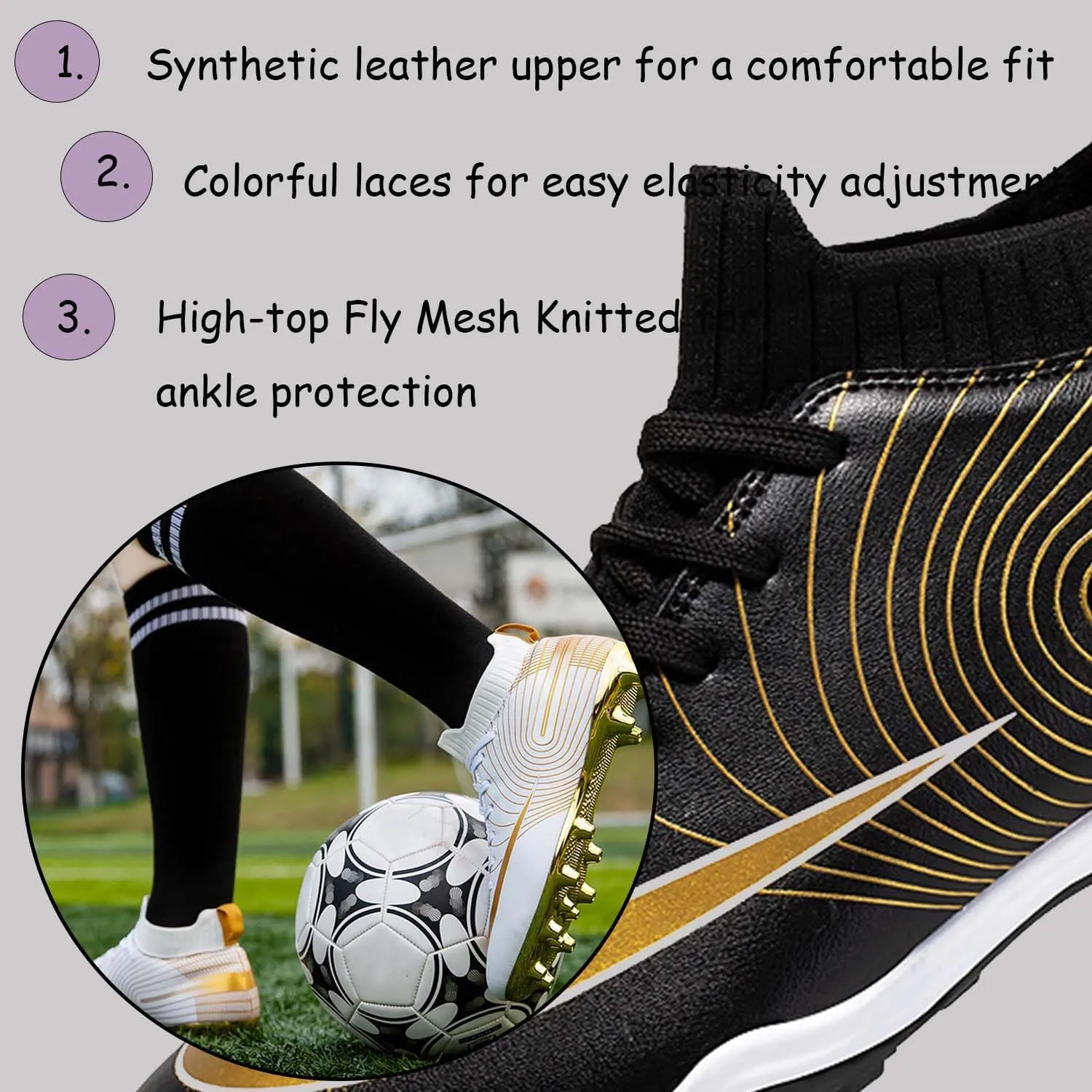 MEBAMY Football Shoes for Boys Girls Firm Ground Soccer Cleats Athletic Youth General Purpose Soccer Shoe Toddler Little Kid Big Kid