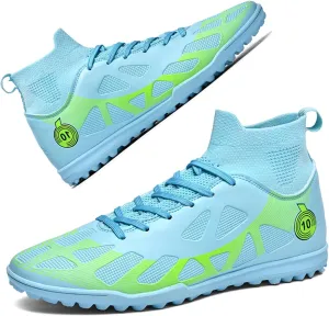 MEBAMY Men's Soccer Shoes Cleats TF High Tops Football Boots for Kids Outdoor Professional Training Athletic Turf Sneaker Rubber Sole
