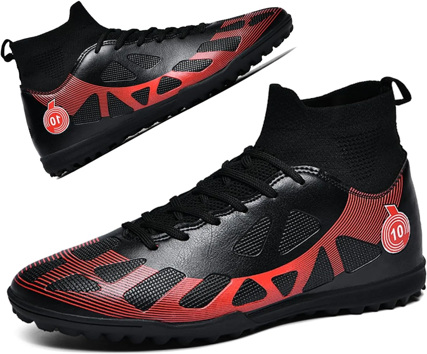 MEBAMY Men's Soccer Shoes Cleats TF High Tops Football Boots for Kids Outdoor Professional Training Athletic Turf Sneaker Rubber Sole