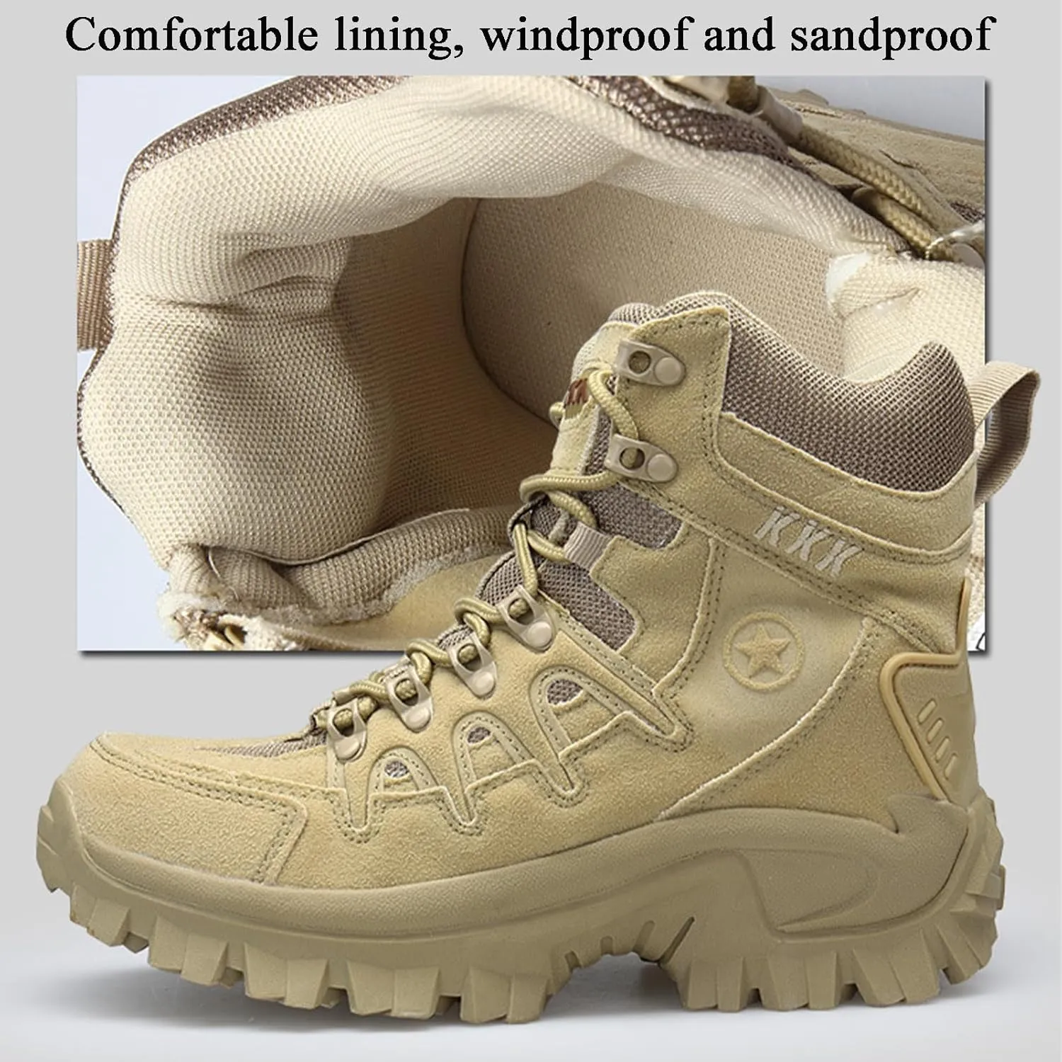 Men Outdoor Waterproof Non-Slip Hiking Boots Combat Boots,Waterproof Tactical Boots Men, Work Boots for Men