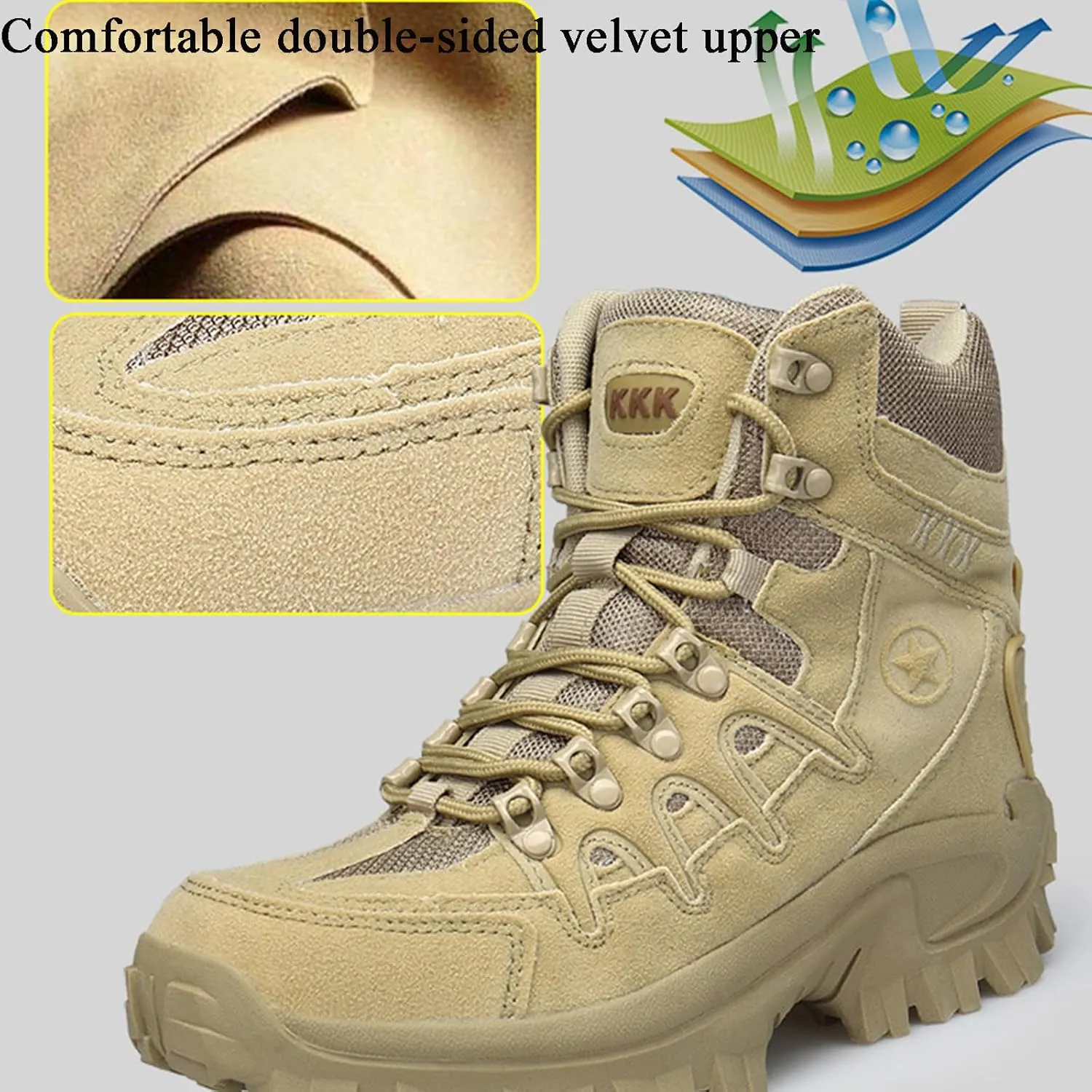 Men Outdoor Waterproof Non-Slip Hiking Boots Combat Boots,Waterproof Tactical Boots Men, Work Boots for Men