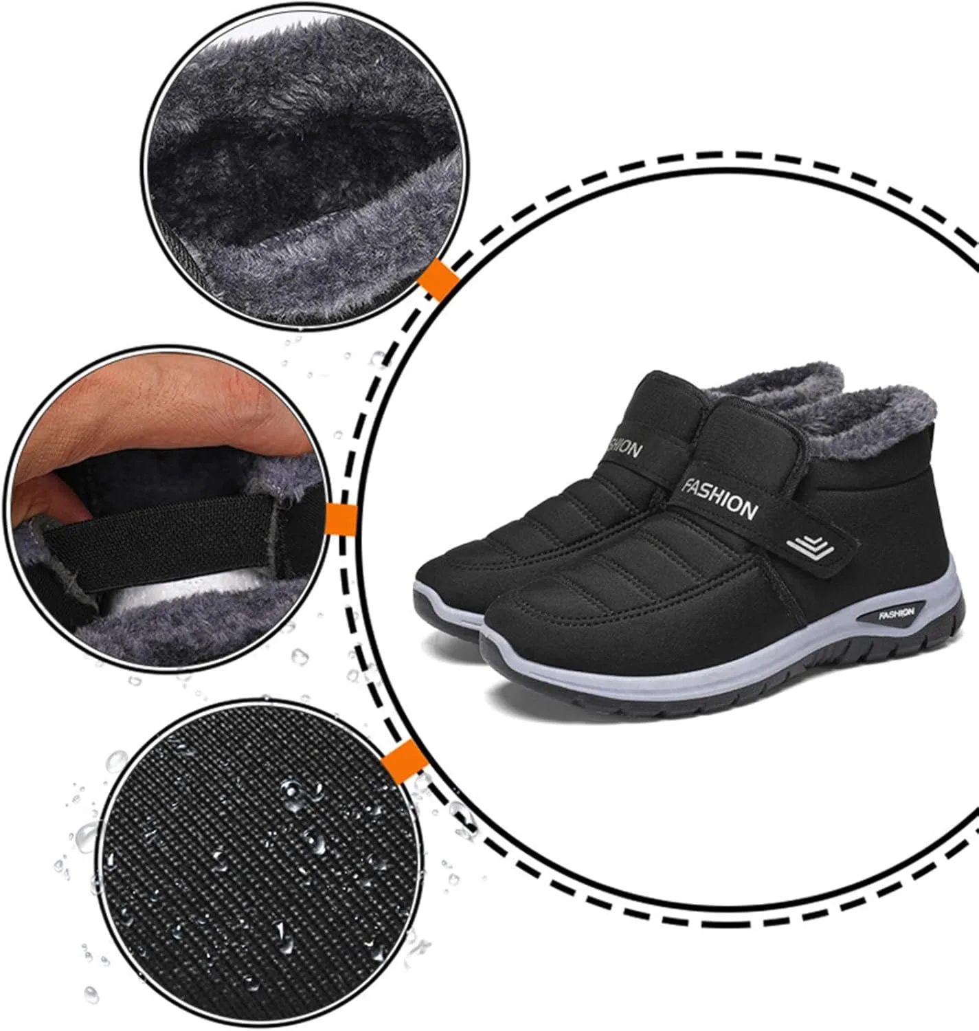Men Snow Boots Fashion New Pattern Autumn And Winter Thickened Warm Comfortable Casual Slip On Mens Zip up Snow Boots