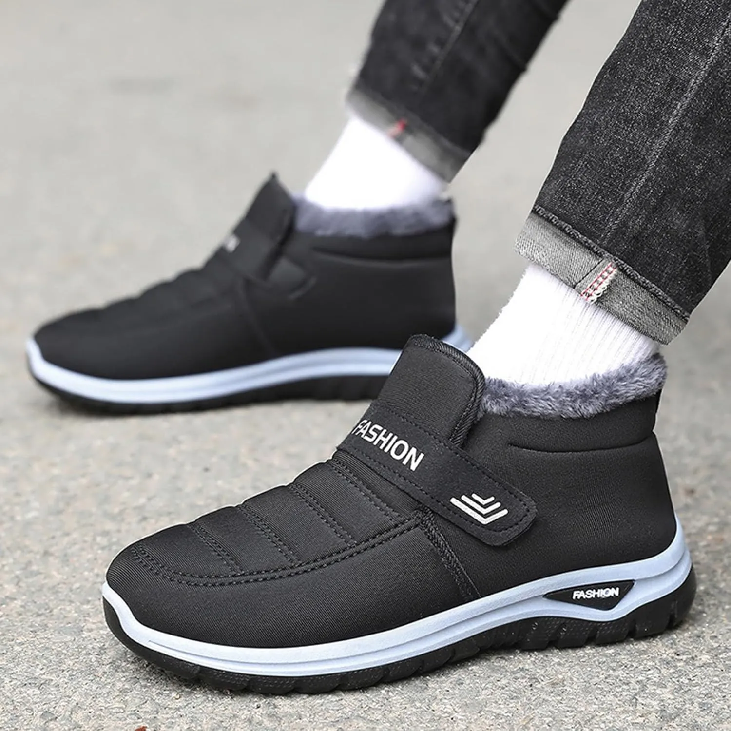 Men Snow Boots Fashion New Pattern Autumn And Winter Thickened Warm Comfortable Casual Slip On Mens Zip up Snow Boots