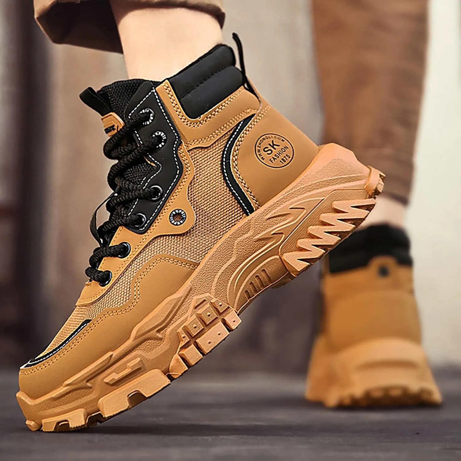 Men Work Boots with Zipper Hiking Sneakers Shoes Warm Womens Working Shoes Composite Toe Waterproof Outdoor Shoes Lightweight Anti Slip Hike Grounded Footwear