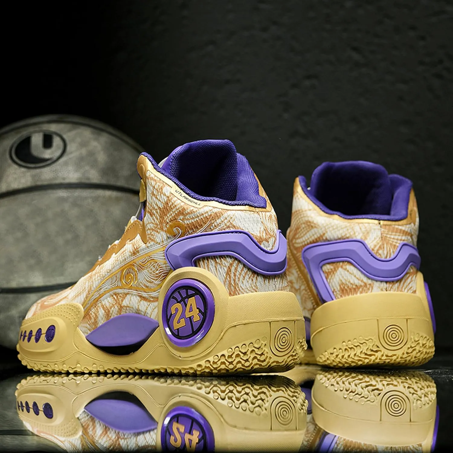 Men's Basketball Shoes Anti-Slip and Wear-Resistant Soles Running Shoes Graffiti Design Fashionable Sports Shoes