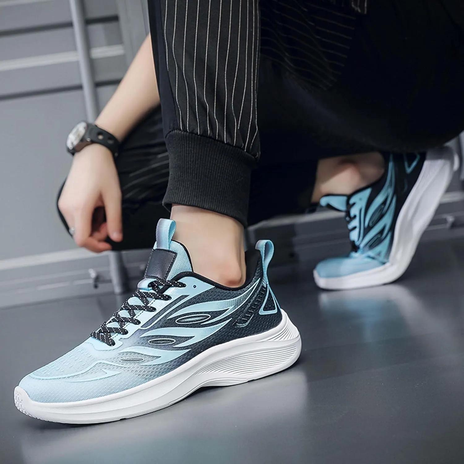 Men's Fashionable Comfortable Breathable Mesh Running Shoes, Wear-Resistant Non Slip Soft Sole Casual Walking Shoes, Men's Volleyball Shoes, Jogging Shoes, Black Tennis Shoes