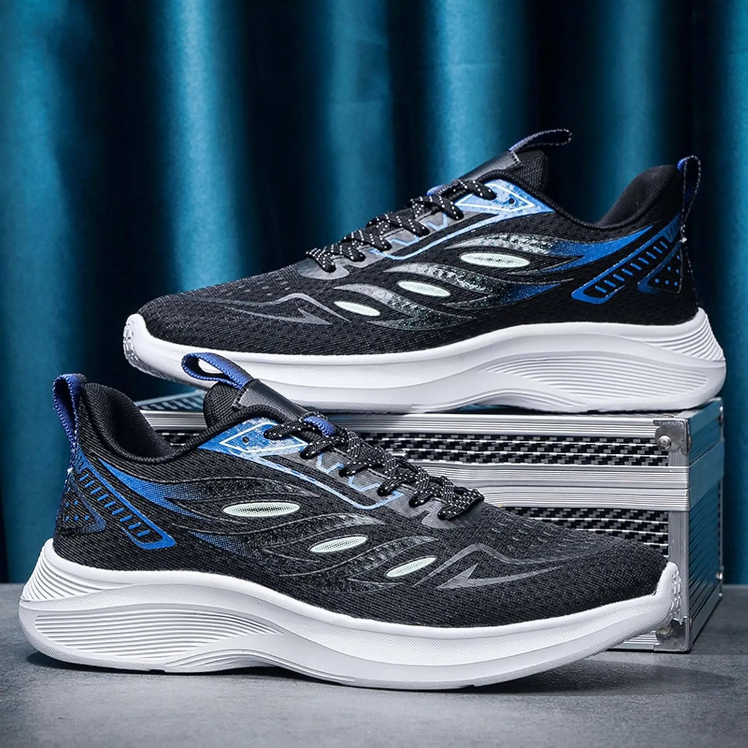 Men's Fashionable Comfortable Breathable Mesh Running Shoes, Wear-Resistant Non Slip Soft Sole Casual Walking Shoes, Men's Volleyball Shoes, Jogging Shoes, Black Tennis Shoes