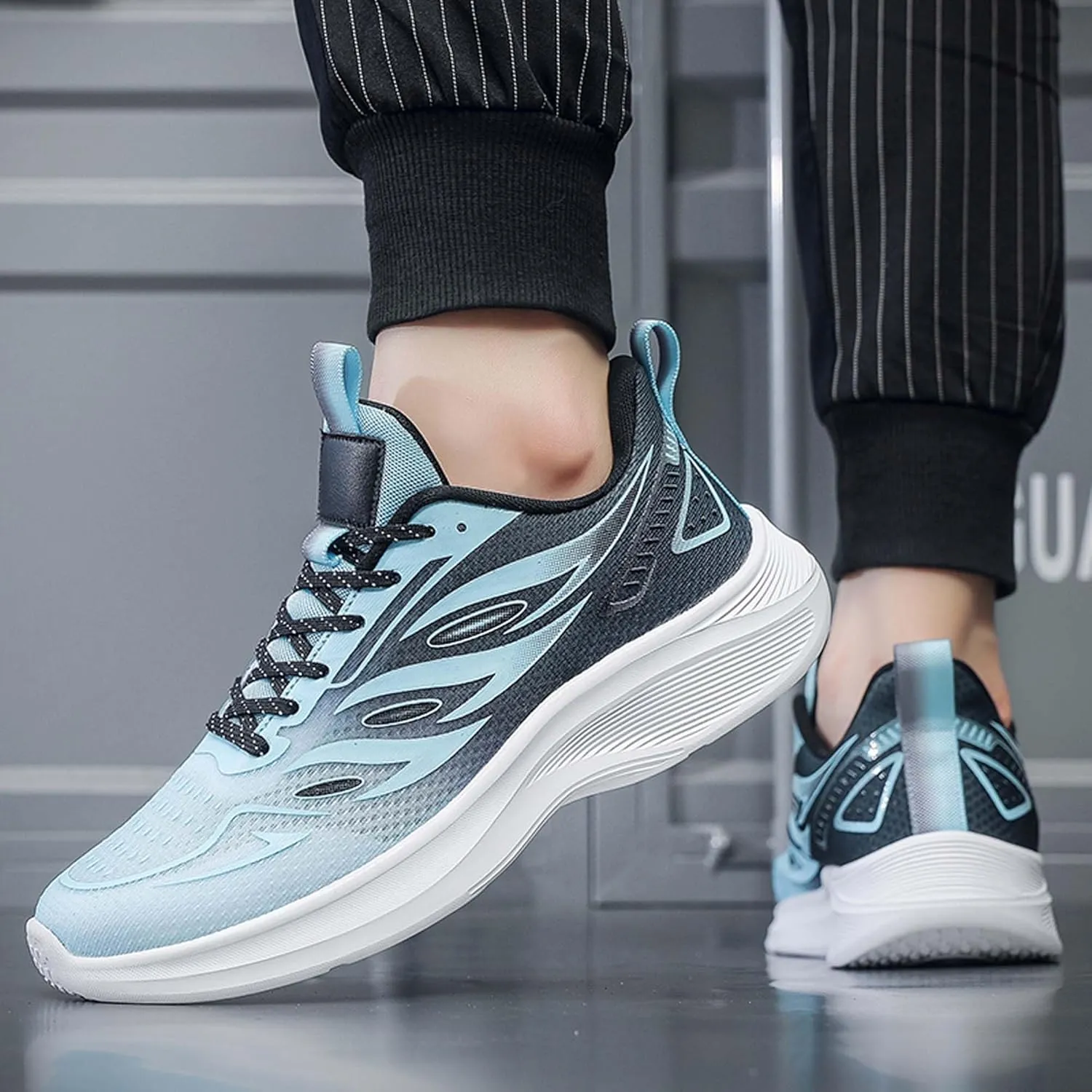 Men's Fashionable Comfortable Breathable Mesh Running Shoes, Wear-Resistant Non Slip Soft Sole Casual Walking Shoes, Men's Volleyball Shoes, Jogging Shoes, Black Tennis Shoes