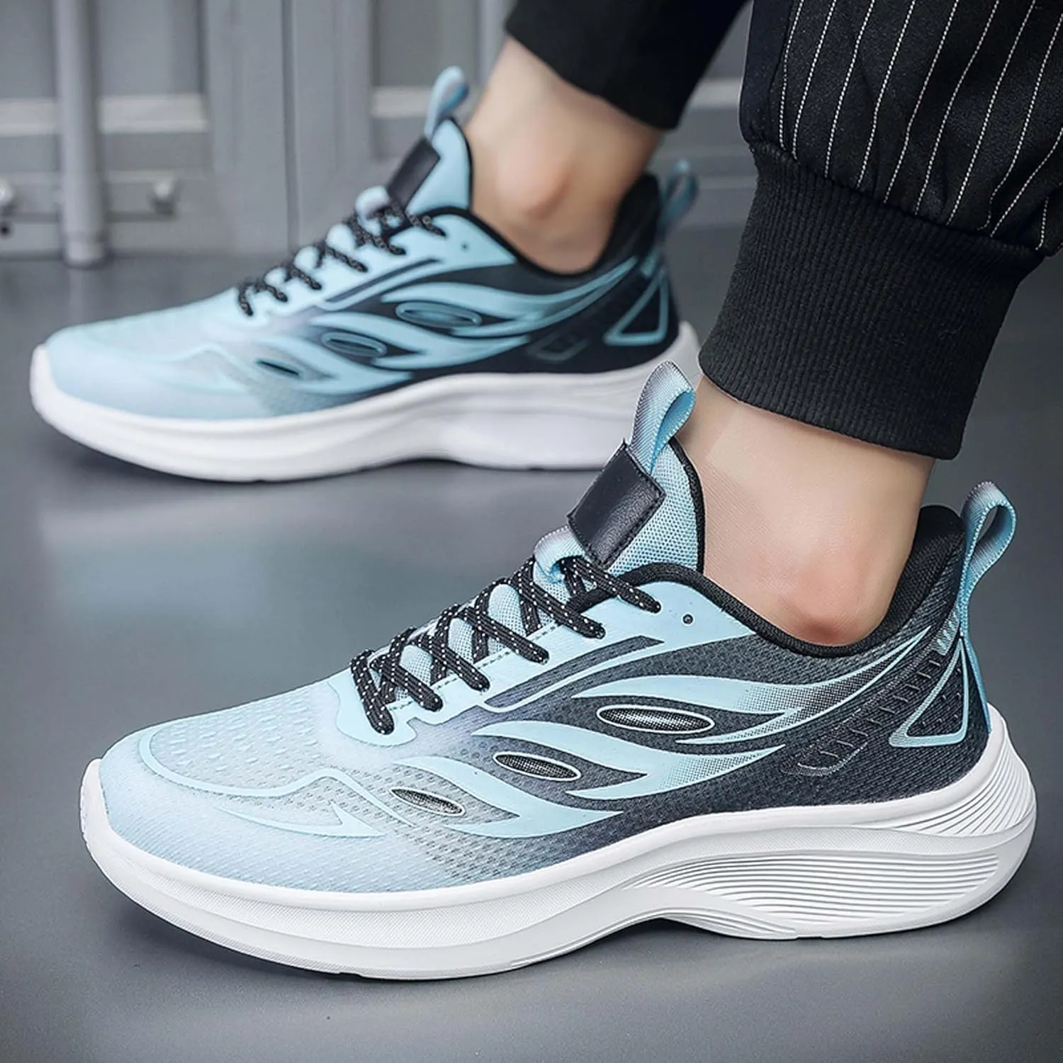 Men's Fashionable Comfortable Breathable Mesh Running Shoes, Wear-Resistant Non Slip Soft Sole Casual Walking Shoes, Men's Volleyball Shoes, Jogging Shoes, Black Tennis Shoes