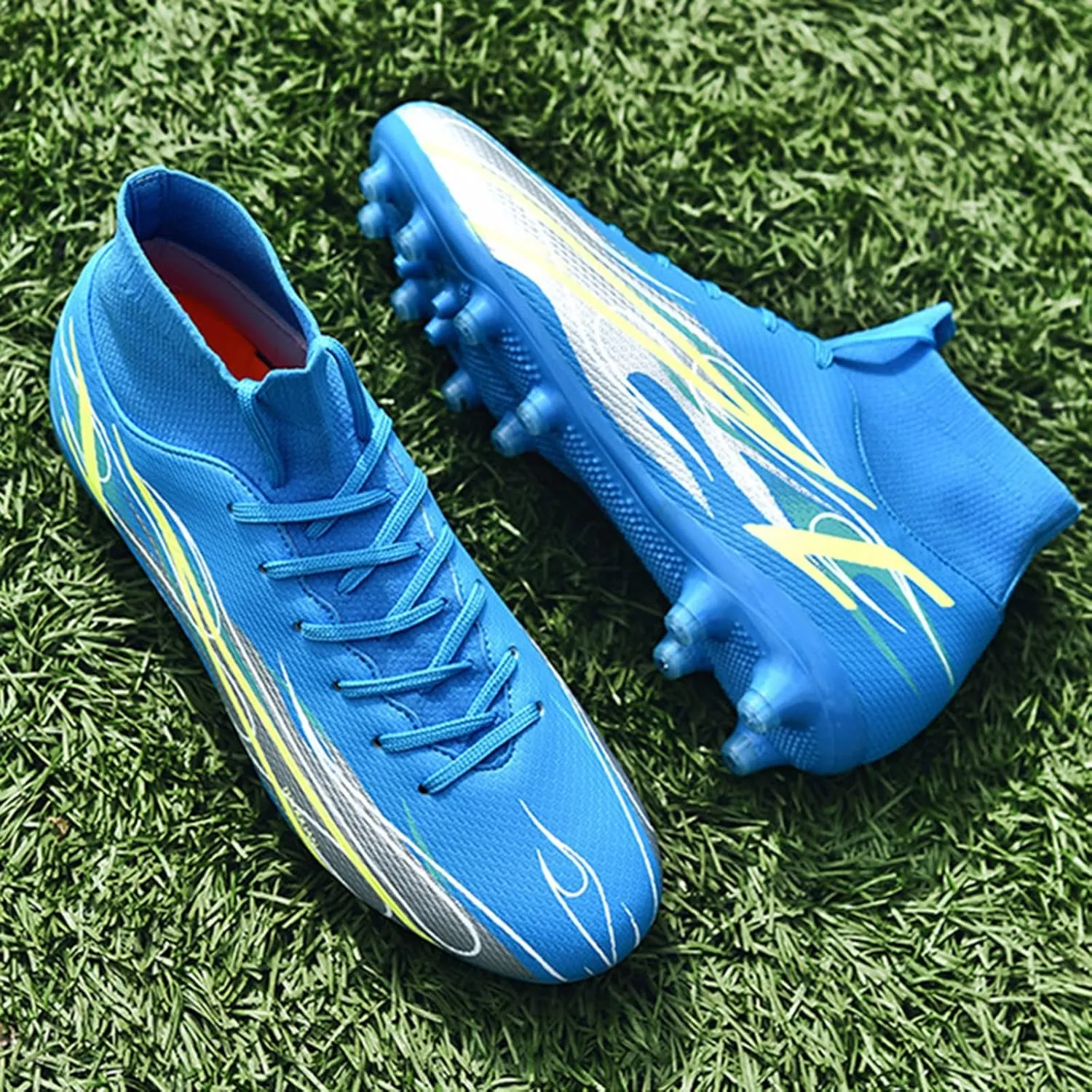 Mens Football Boots Cleats Professional Spikes Soccer Shoes Competition/Training Boy's Sneakers (Color : A, Size : 8.5 Women/7 Men)