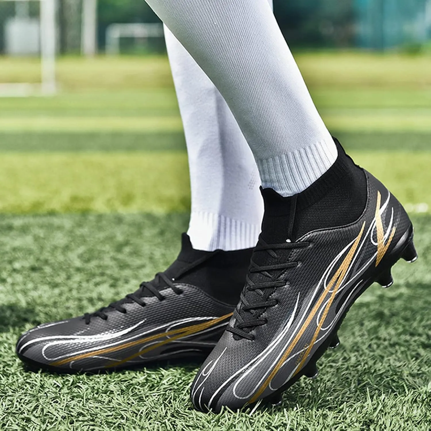 Mens Football Boots Cleats Professional Spikes Soccer Shoes Competition/Training Boy's Sneakers (Color : A, Size : 8.5 Women/7 Men)