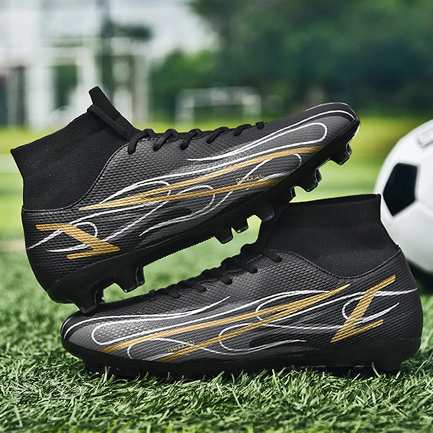 Mens Football Boots Cleats Professional Spikes Soccer Shoes Competition/Training Boy's Sneakers (Color : A, Size : 8.5 Women/7 Men)