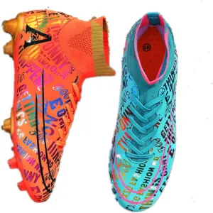 Mens High-Top Soccer Cleats, Colorful Design, Lightweight Comfortable, Sock-Style Ankle Support