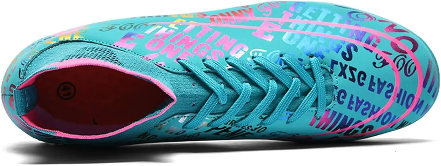 Mens High-Top Soccer Cleats, Colorful Design, Lightweight Comfortable, Sock-Style Ankle Support