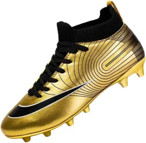 Mens High-Top Soccer Cleats for Training: Breathable Soccer Boots for Professional - Non Slip Football Shoes for Youth