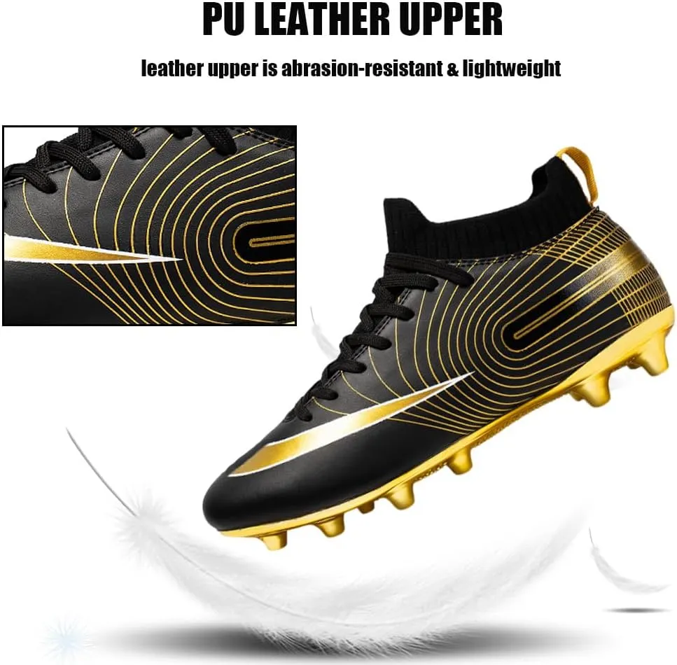 Mens High-Top Soccer Cleats for Training: Breathable Soccer Boots for Professional - Non Slip Football Shoes for Youth